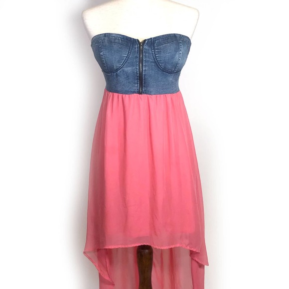 Poetry Dresses & Skirts - Poetry High Low Strapless Dress Denim Bodice
